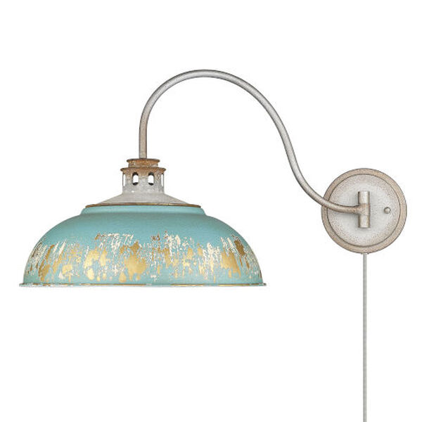 Kinsley Aged Galvanized Steel One-Light Articulating Wall Sconce with Antique Teal Shade, image 5